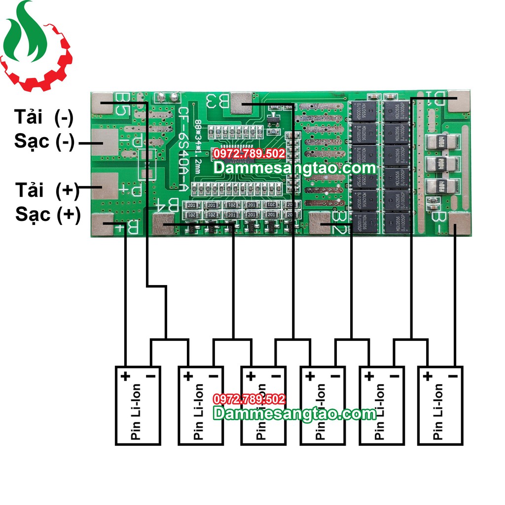 Mạch 6S 24V 40A BW bảo vệ pin Li-ion 3.7V