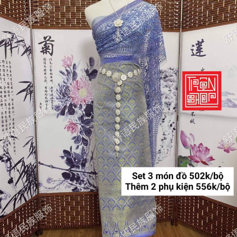 Trang phục Thái Lan set 5 món gồm đồ và phụ kiện hàng sẵn freesize