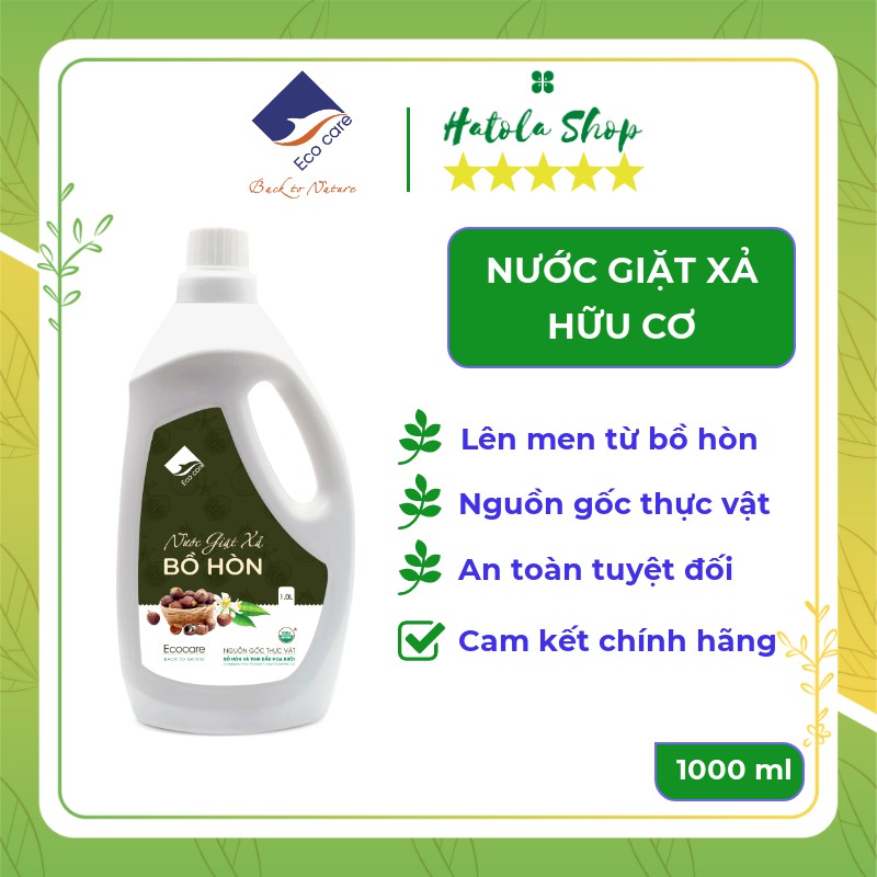 Nước giặt xả hữu cơ bồ hòn Ecocare 1000ml, nước giặt hữu cơ tự nhiên tinh dầu hoa bưởi