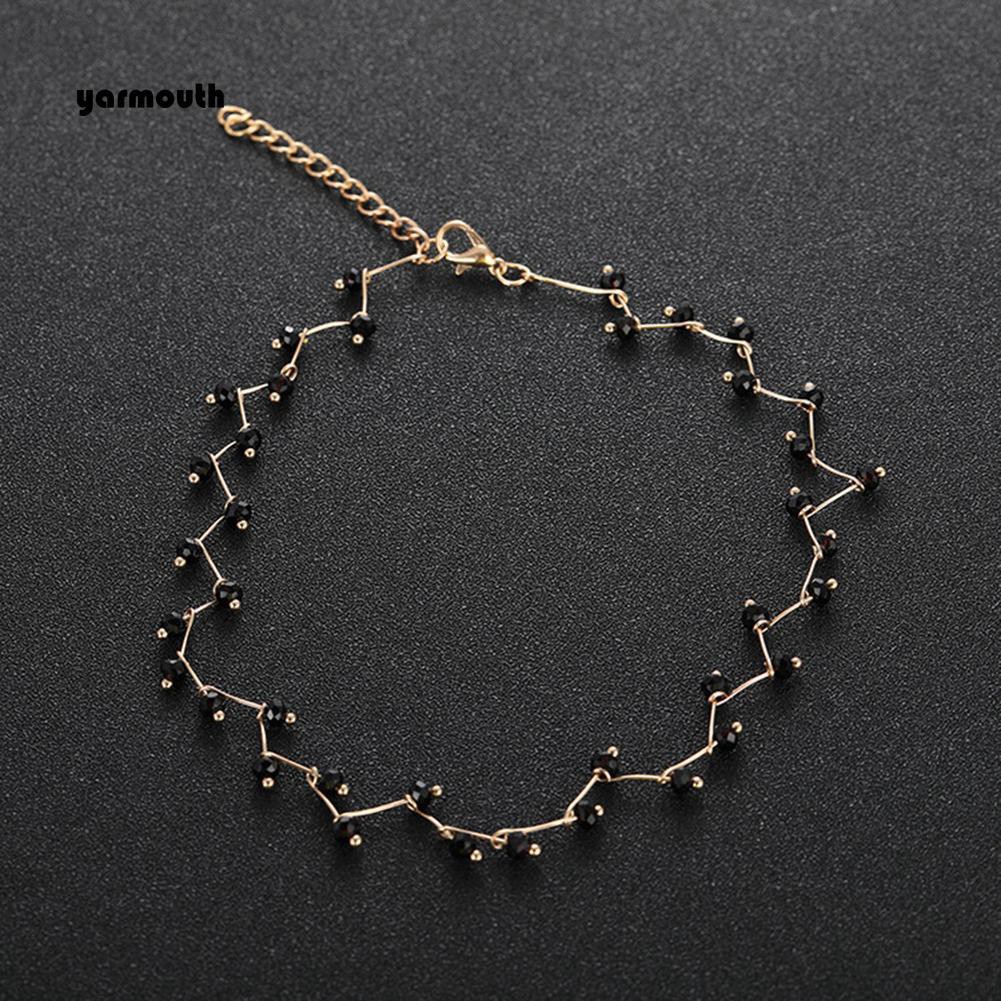 Vòng cổ choker đính hạt đá đen thời trang