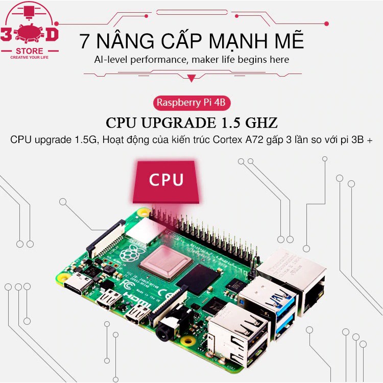 Máy tính Raspberry Pi 4 Model B v1.2 | BigBuy360 - bigbuy360.vn