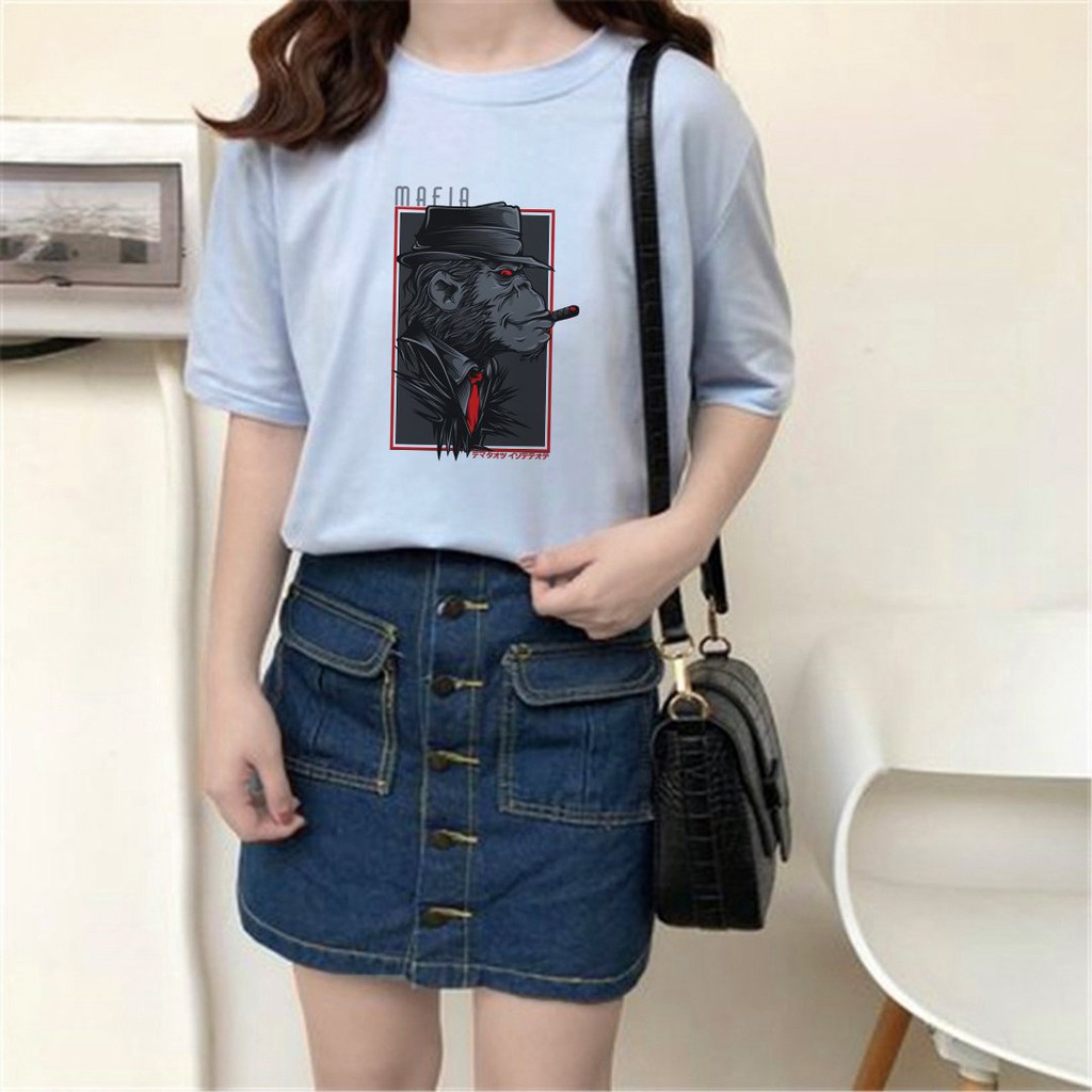 Áo Thun Tay Lỡ In Nhiệt Khỉ Mafi form Unisex nam nữ phong cách Ulzzang - ATIN40 K