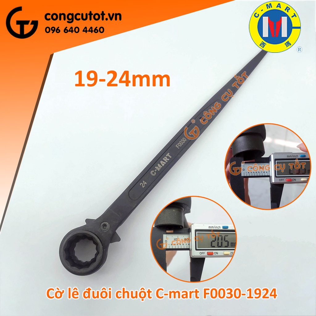 Cờ lê đuôi chuột số 19 và 24mm C-Mart