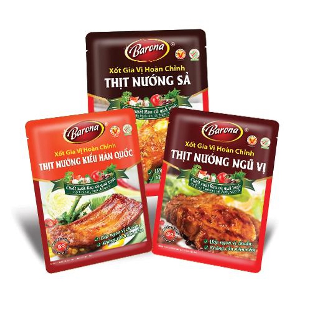 Xốt Gia Vị Hoàn Chỉnh Barona 80g, combo 9 gói như trong mô tả (TẶNG KÈM HỘP XUÂN)