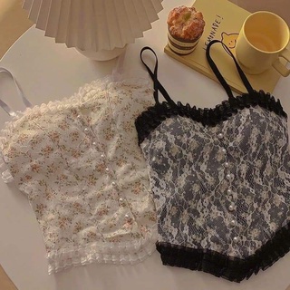 Áo Bra Ren Đính Ngọc - áo croptop hai dây ren cao cấp, hàng có mút❤️
