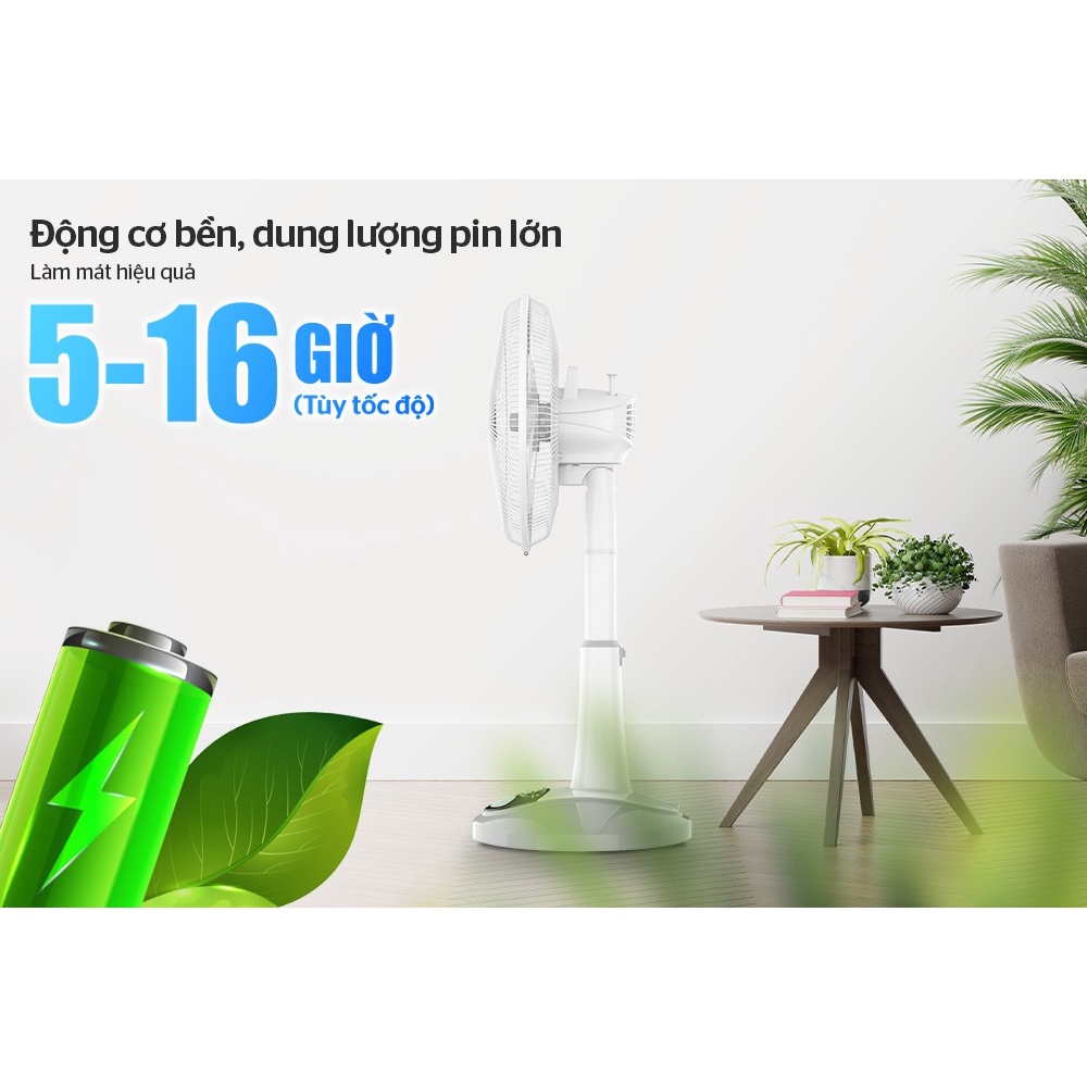 Quạt tích điện Sunhouse SHD7228 công suất 24w 3 tốc độ gió thời gian sử dụng 5-24h