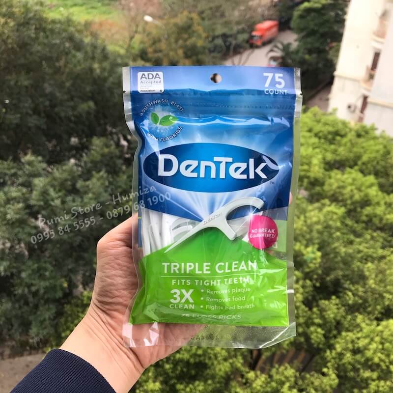 Tăm chỉ nha khoa Dentek Triple Clean gói 150 cây nhập USA