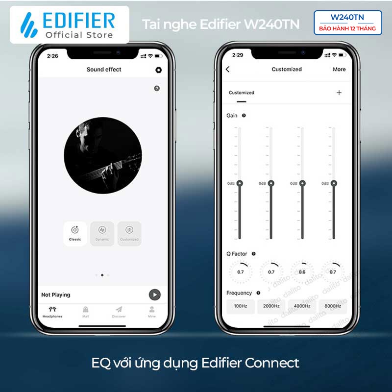 Tai nghe Bluetooth 5.3 EDIFIER W240TN Chống ồn chủ động Đàm thoại 4 mic Game mode Âm thanh driver kép Hàng chính hãng