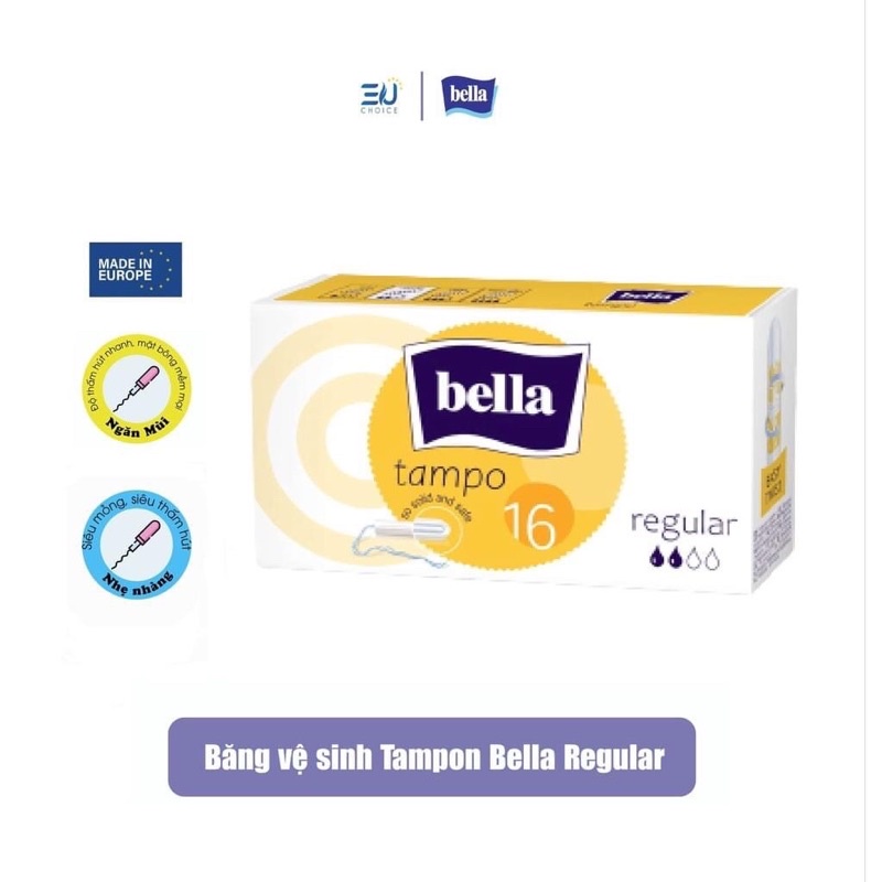 Băng vệ sinh tampon Regular BELLA nhập khẩu Pháp 16 ống siêu thấm, mềm mại, nhỏ gọn