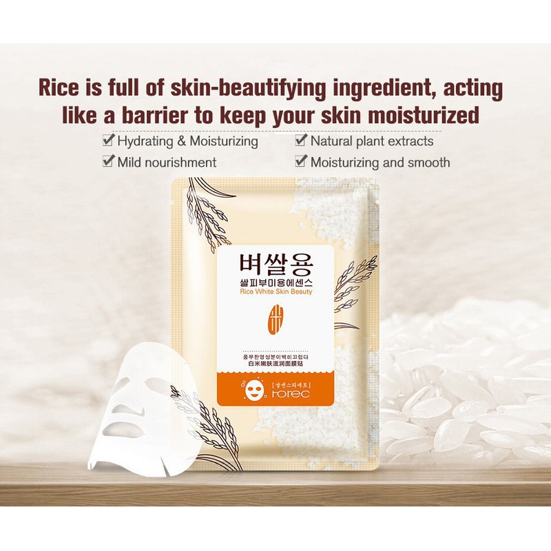 Mặt Nạ Gạo Trắng [3 Lớp Cotton] ROREC White Rice Mask - Mask Nội Địa Trung Bioaqua