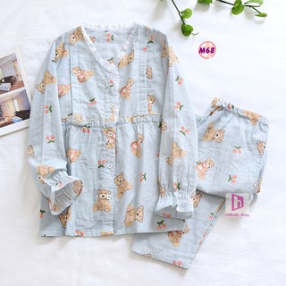 Pijama Bầu Sau Sinh (Vải Xô nhật) Mặc hè cực mát M68