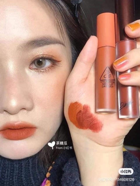 AUTHENTIC SON KEM LÌ  3CE Soft Lip Lacquer Màu Tawny Red CÓ SẲN