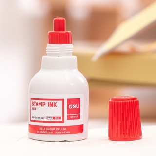 Mực dấu đỏ deli 9874 lọ 40ml- tâm an books