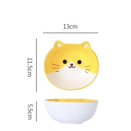 Bát sứ ăn dặm, ăn cơm cao cấp cho bé size to hình Thỏ, Mèo, Chó siêu cute