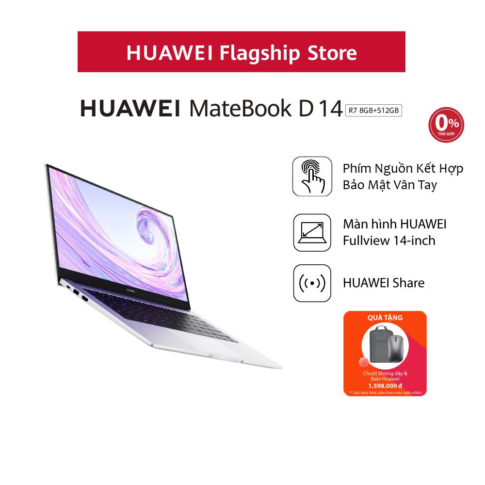 Máy Tính Xách Tay Laptop Huawei Matebook D14 R7(8+512G) | Màn hình Fullview 14'' |