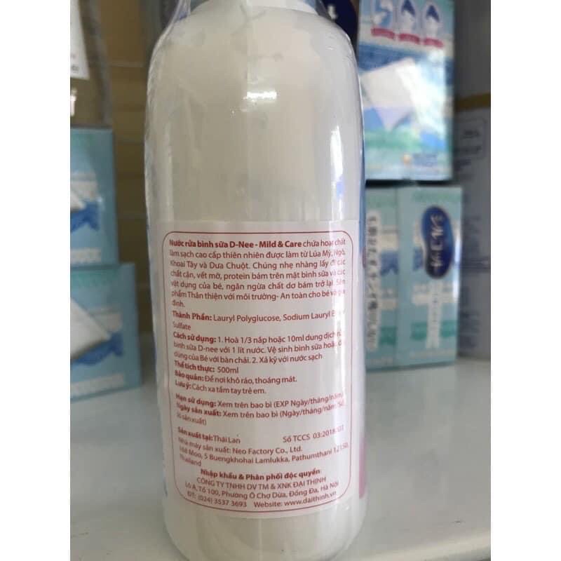 Nước rửa bình sữa Dnee Organic 600ml - Mẫu Mới