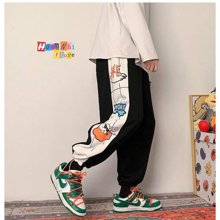 Quần Jogger Line We Heroes Ulzzang Unisex Jogger Phối Sọc In Hình Dây Rút Lai Ống Rộng - MM