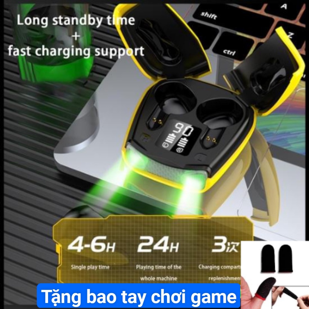 Tai nghe bluetooth Gaming R06 thời trang siêu xe, độ trễ thấp tặng kèm găng chơi game