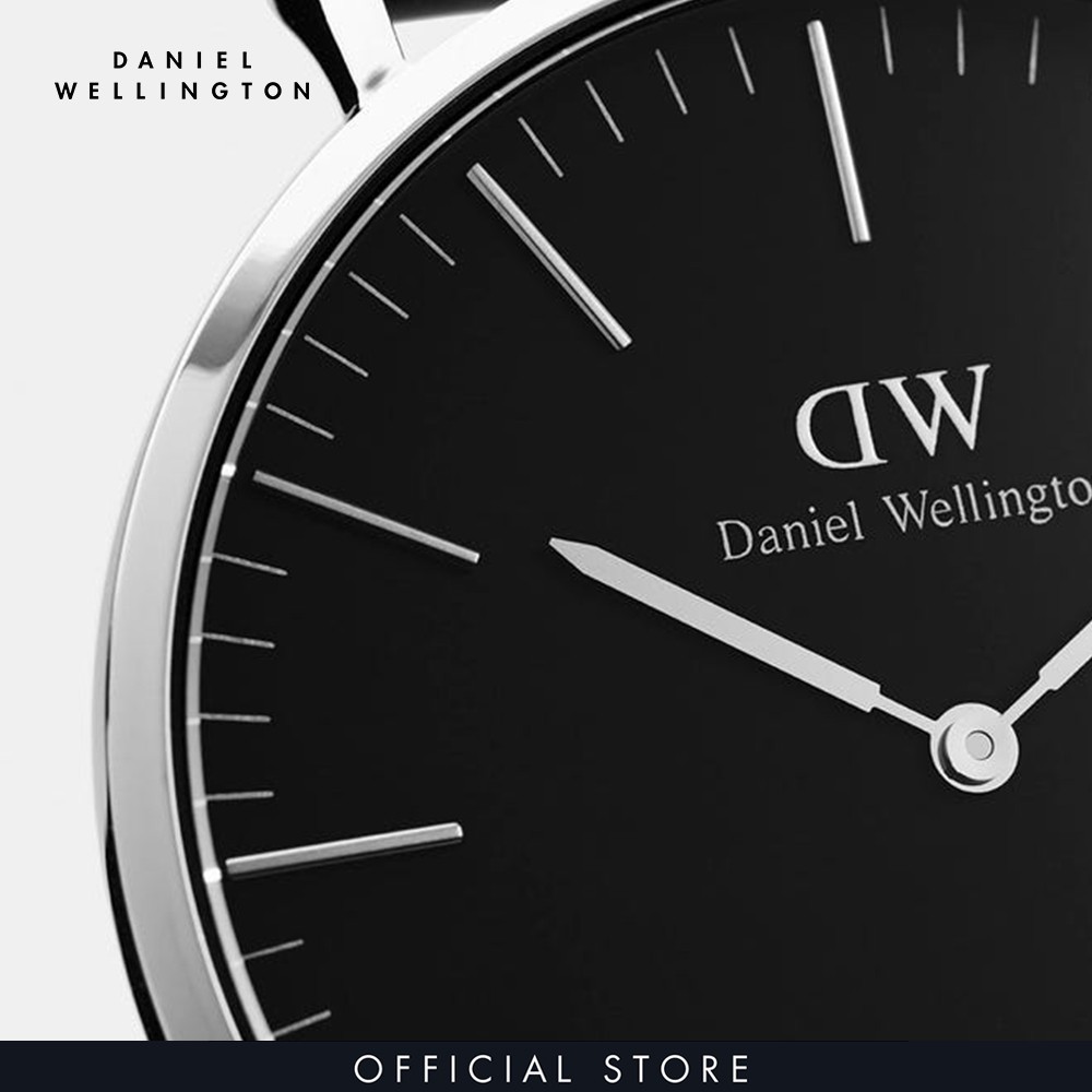Đồng hồ Nam, Nữ Daniel Wellington dây vải nato - Classic Roselyn mặt đen - vỏ bạc
