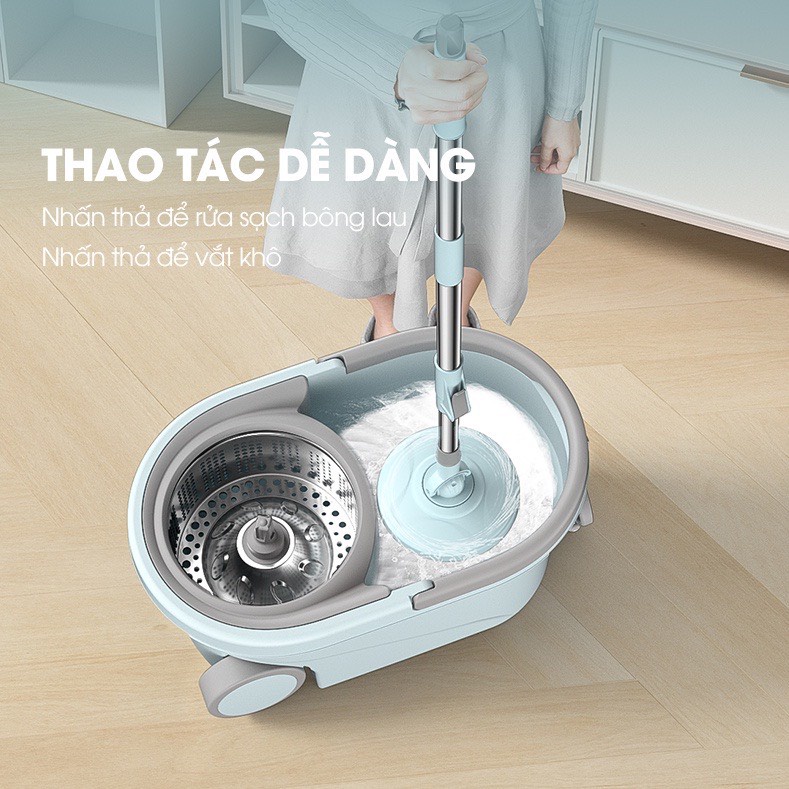 Bộ cây lau nhà thông minh xoay 360 độ SAMONO SCM012 tất cả công dụng chỉ với 1 sản phẩm cây lau nhà - Hàng chính hãng