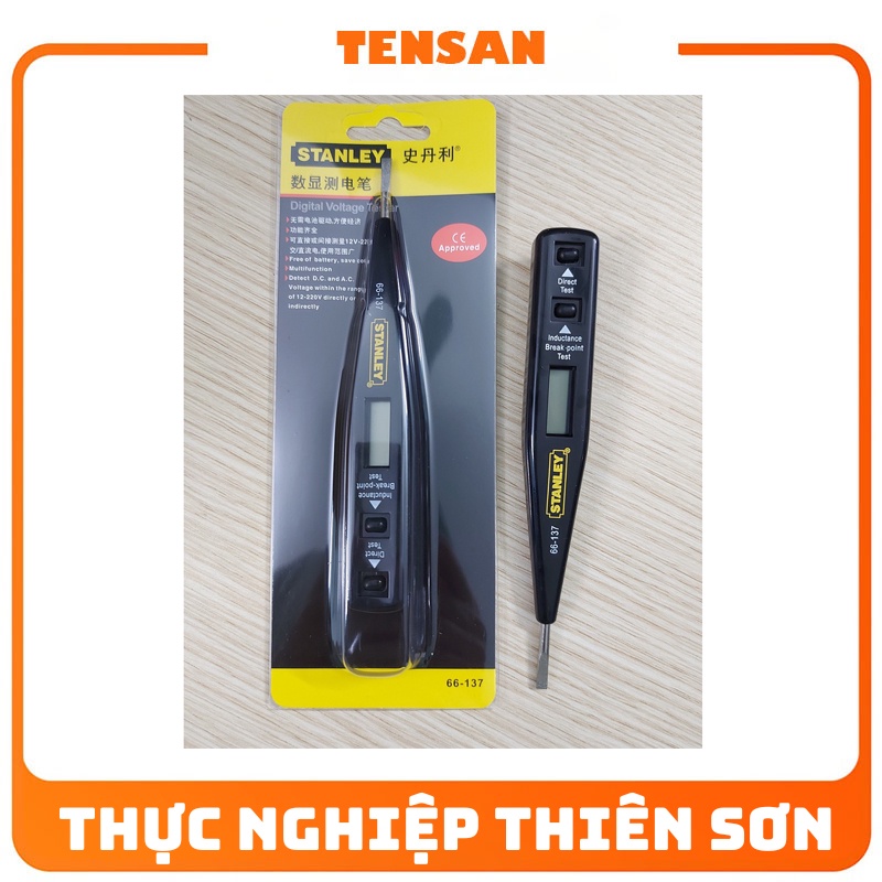 Bút thử điện điện tử Stanley 66-137-23 có nút thử  ,Tô vít thử điện màn hình LED,