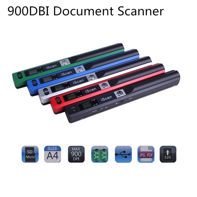 Thiết bị scan tài liệu hình ảnh khổ A4 iScan 900DPI 1050DBI màn hình hiển thị LCD JPG/PDF