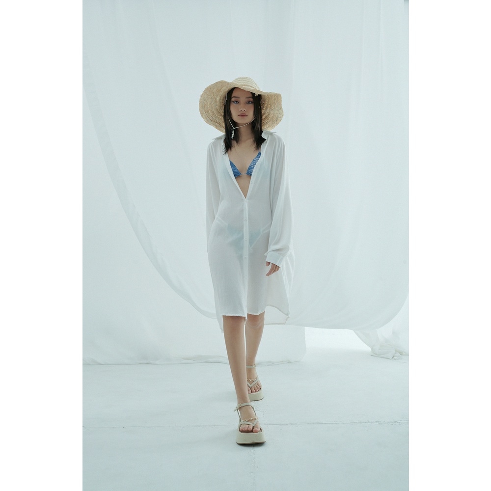 Áo Sơmi oversize vải xô trắng xuyên thấu CHEN - SAILLING DAY SHIRTDRESS