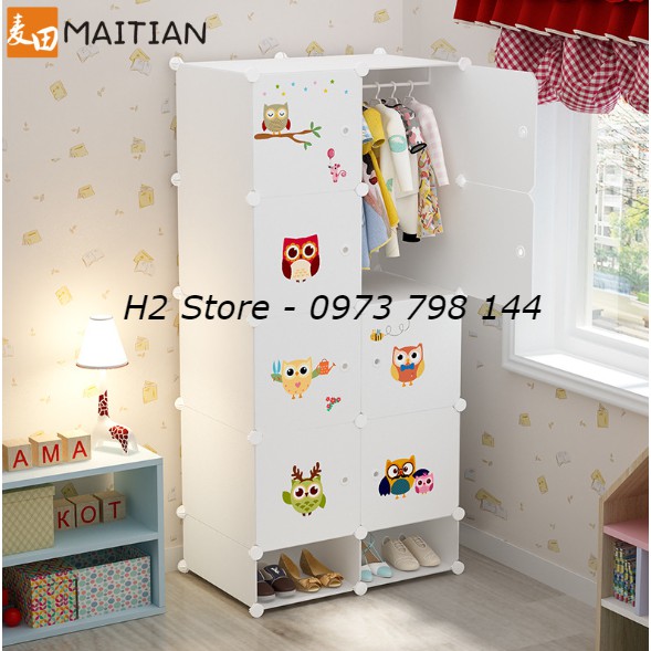[SIÊU HOT] TỦ NHỰA LẮP GHÉP 8 Ô + 2 GIÀY CỬA CÚ MÈO ĐỂ ĐỒ CHO BÉ ĐA NĂNG THÔNG MINH sâu 47cm