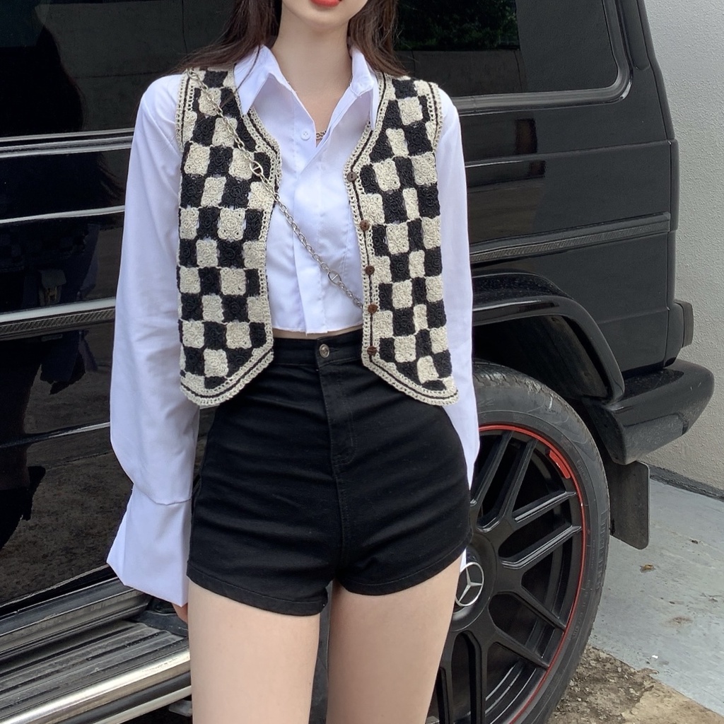 Áo khoác cardigan không tay họa tiết kẻ sọc phong cách cổ điển thời trang cho nữ
 | BigBuy360 - bigbuy360.vn