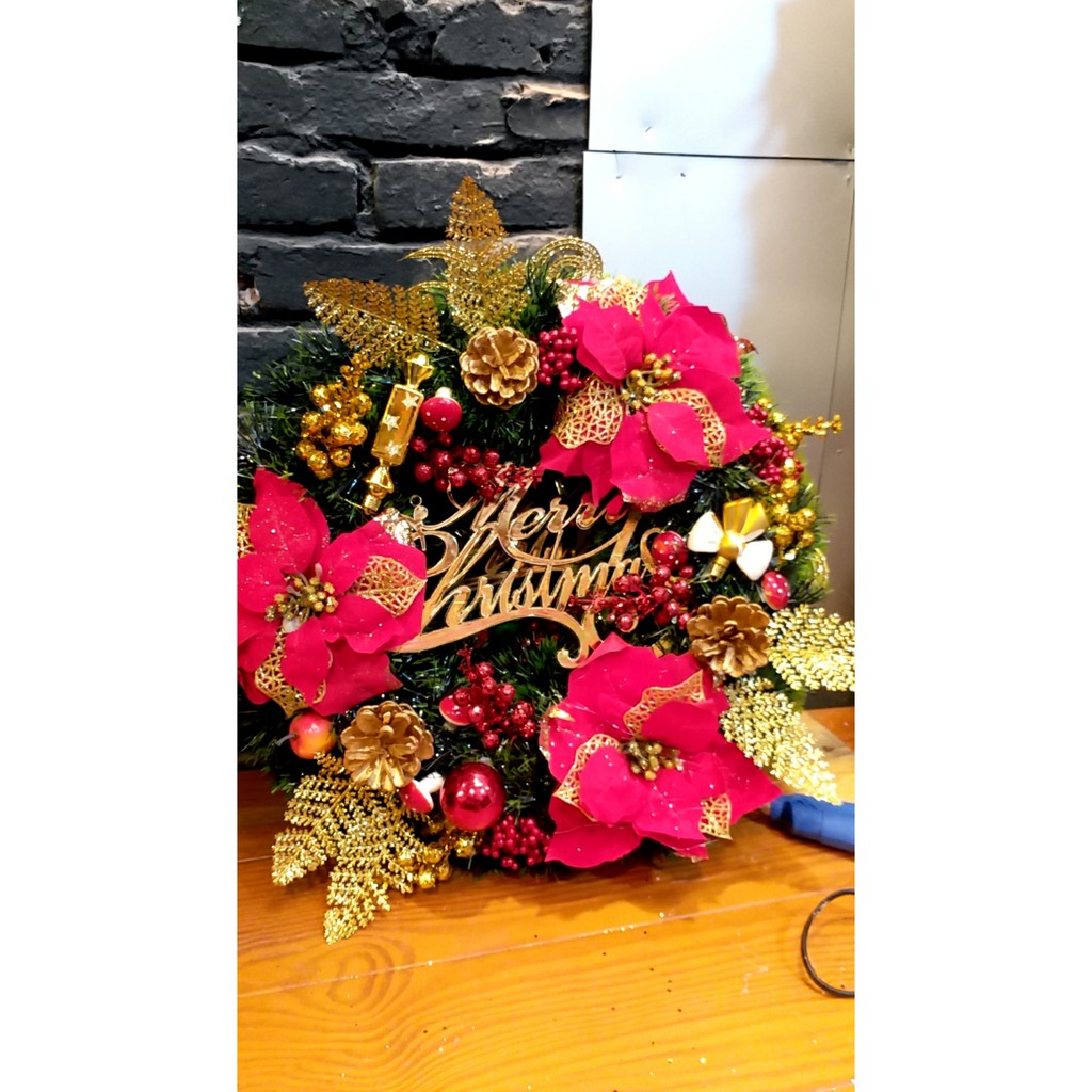 Vòng nguyệt quế cỡ lớn- Vòng hoa trnag trí Noel hanmade đường kính 50cm