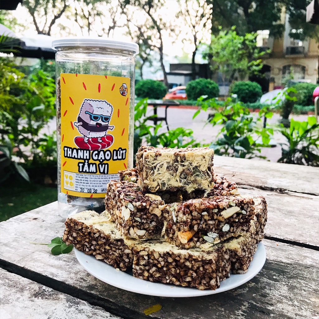 Thanh gạo lứt chà bông mix hạt, thanh gạo lứt mix hạt dinh dưỡng hũ 270g đồ ăn vặt Hà My
