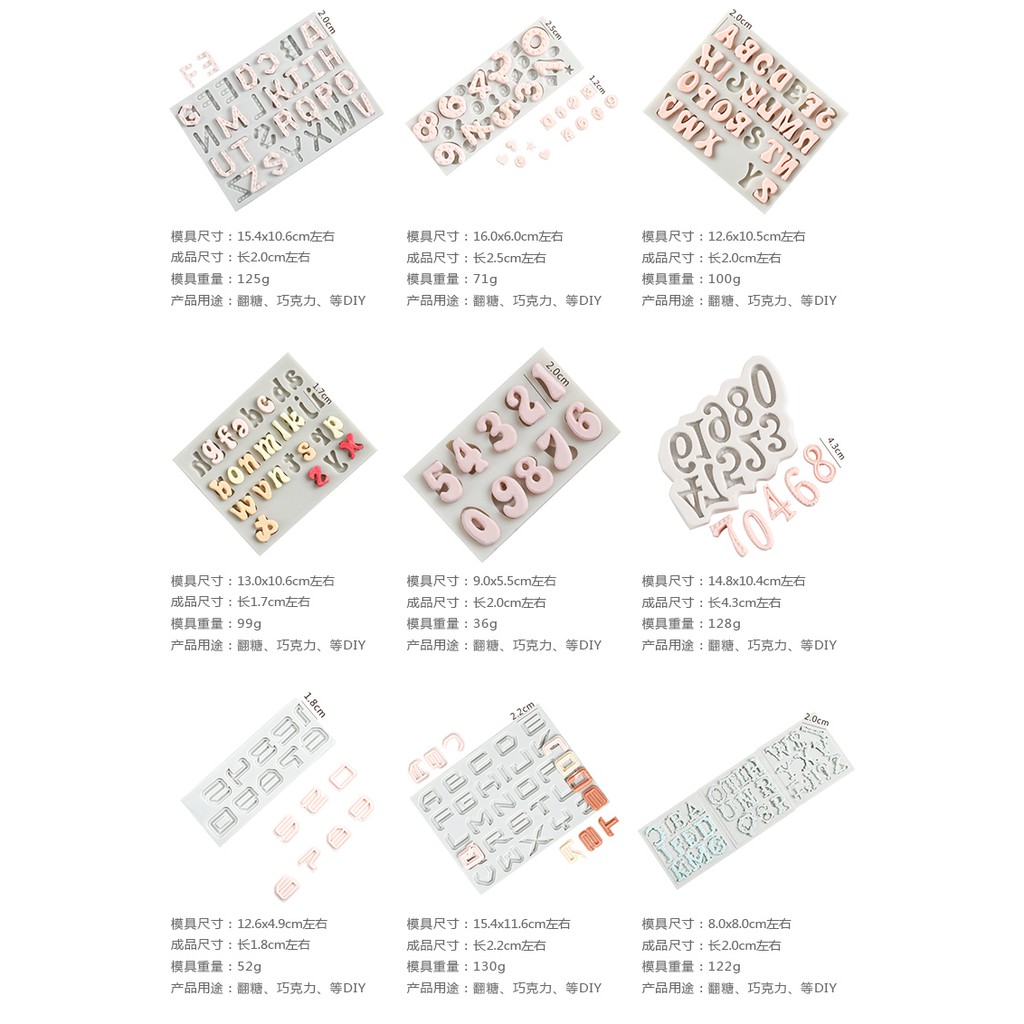 Số Khuôn Silicon Chữ Khuôn Dụng Cụ Làm Kẹo Bảng Chữ Cái Khuôn Trang Trí Bánh
