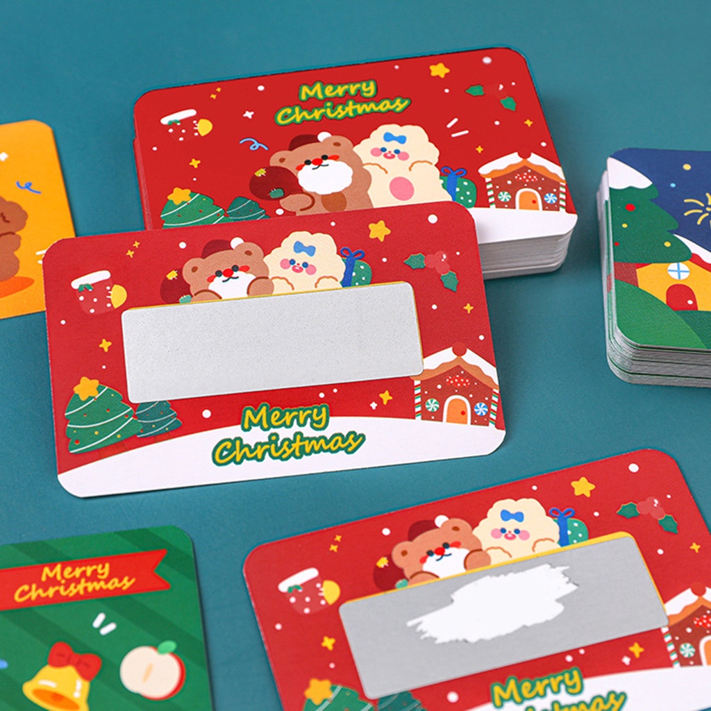 Surpr 1 Bộ Thẻ Cào Họa Tiết Giáng Sinh Tinh Tế Màu Sắc Sống Động Làm Phần Thưởng Chống Trầy Xước Kèm Nhãn Dán Trang Trí Nhà Cửa
