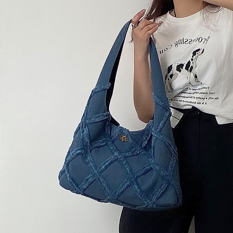 ❦◇Túi Xách Tote Chất Liệu Denim Kích Thước Lớn Phối Tua Rua Phong Cách Thời Trang Mới 2022 Dành Cho Nữ