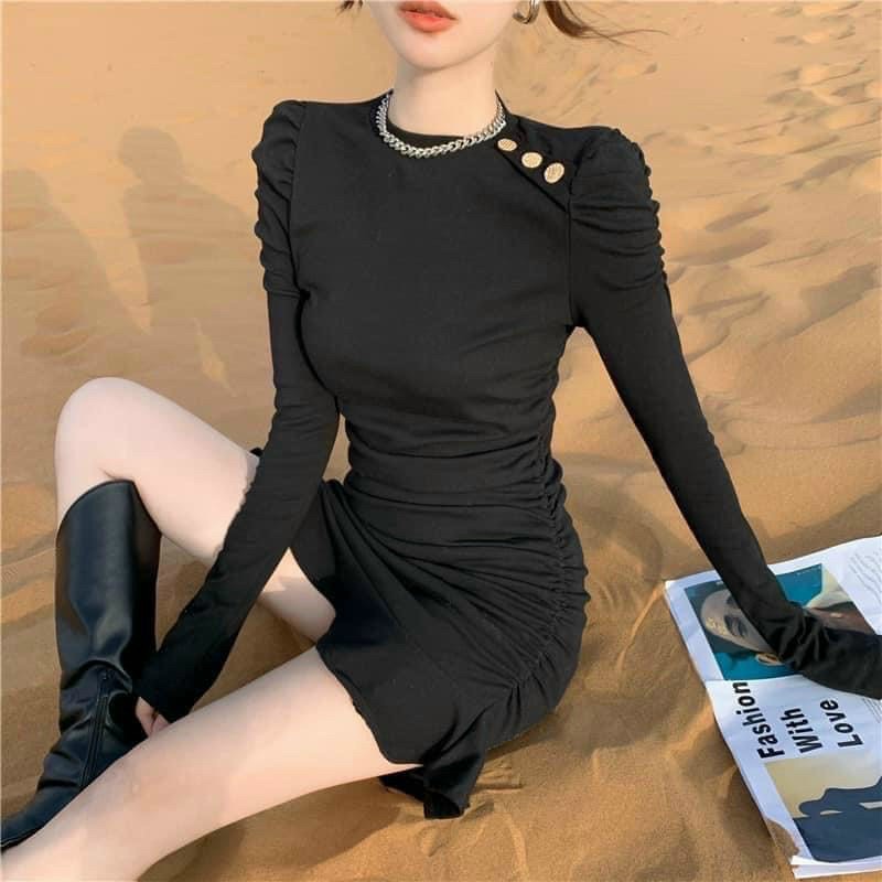 Đầm Body Tay Dài Nhún Sườn Đuôi Cá Chất Thun Borip Thích Hợp Mặc Đi Tiệc Đi Làm Đi Chơi - Đ0083 | bear.story