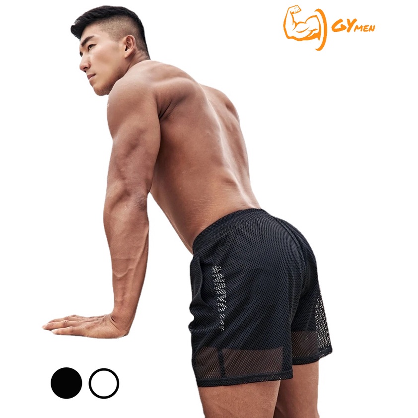 [ GYMEN ]  Quần short thể thao nam  thoải mái nhanh khô chạy  thoáng khí bộ tập thể dục quần bóng rổ  cỡ lớn  ngoài trời   huấn luyện  hút mồ hôi lưới quần 2 lớp