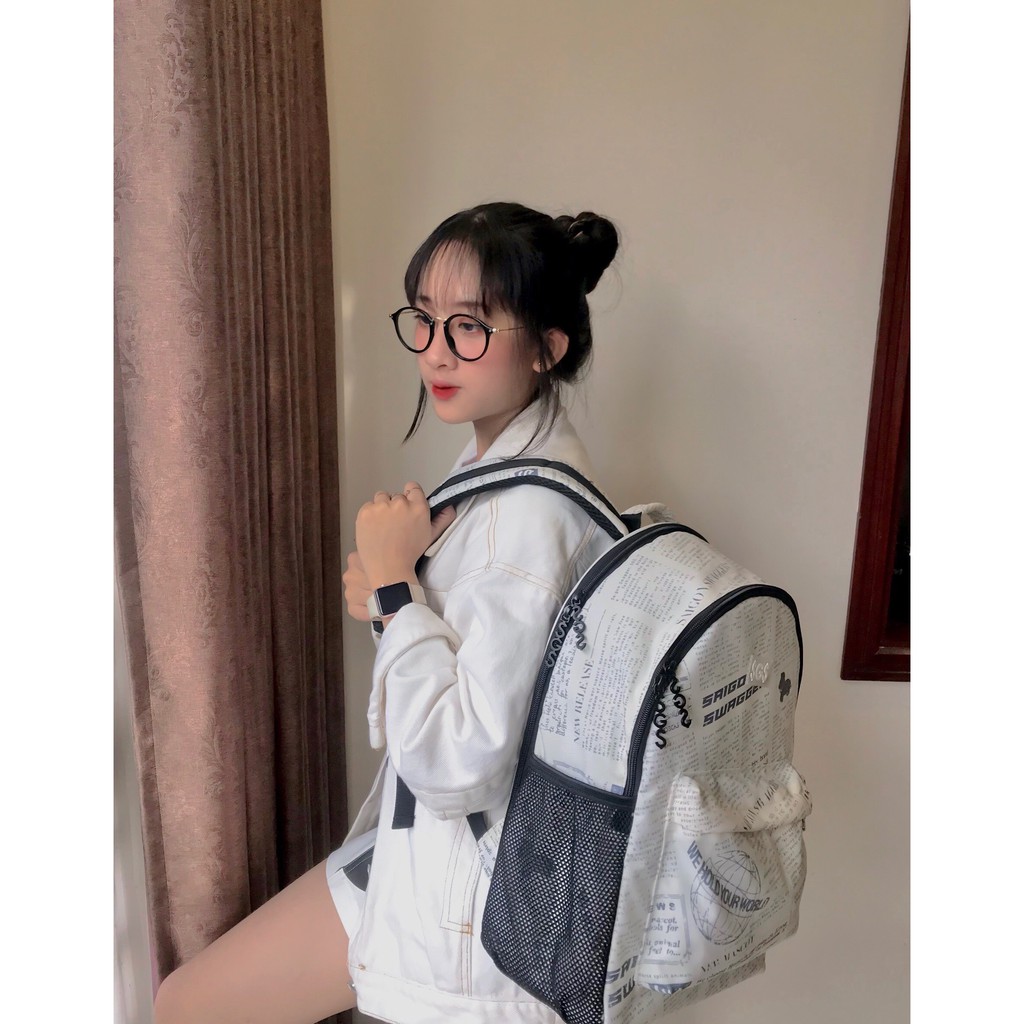 Balo Họa Tiết Báo SAIGON SWAGGER® SGS Journal Backpack-Ngăn Chống Sốc Laptop 15'