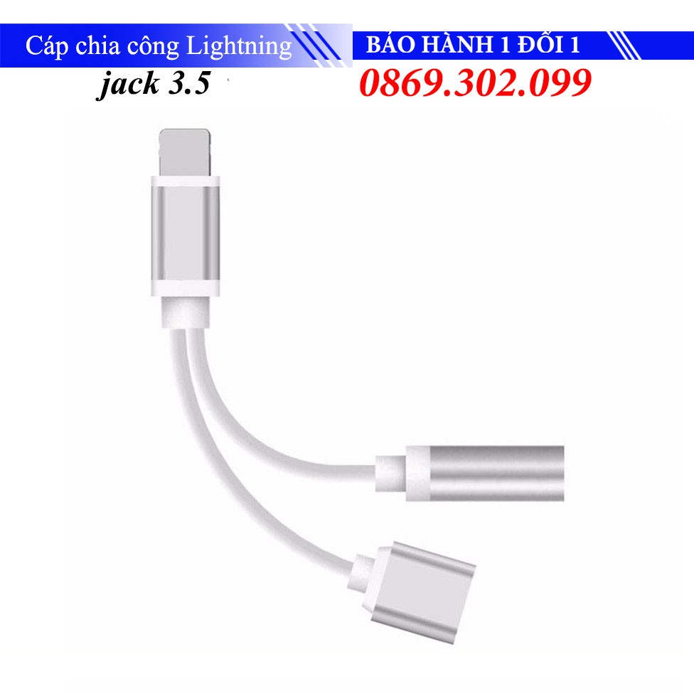 Cáp chia từ cổng Lightning ra cổng tai nghe và cổng sạc cho iPhone