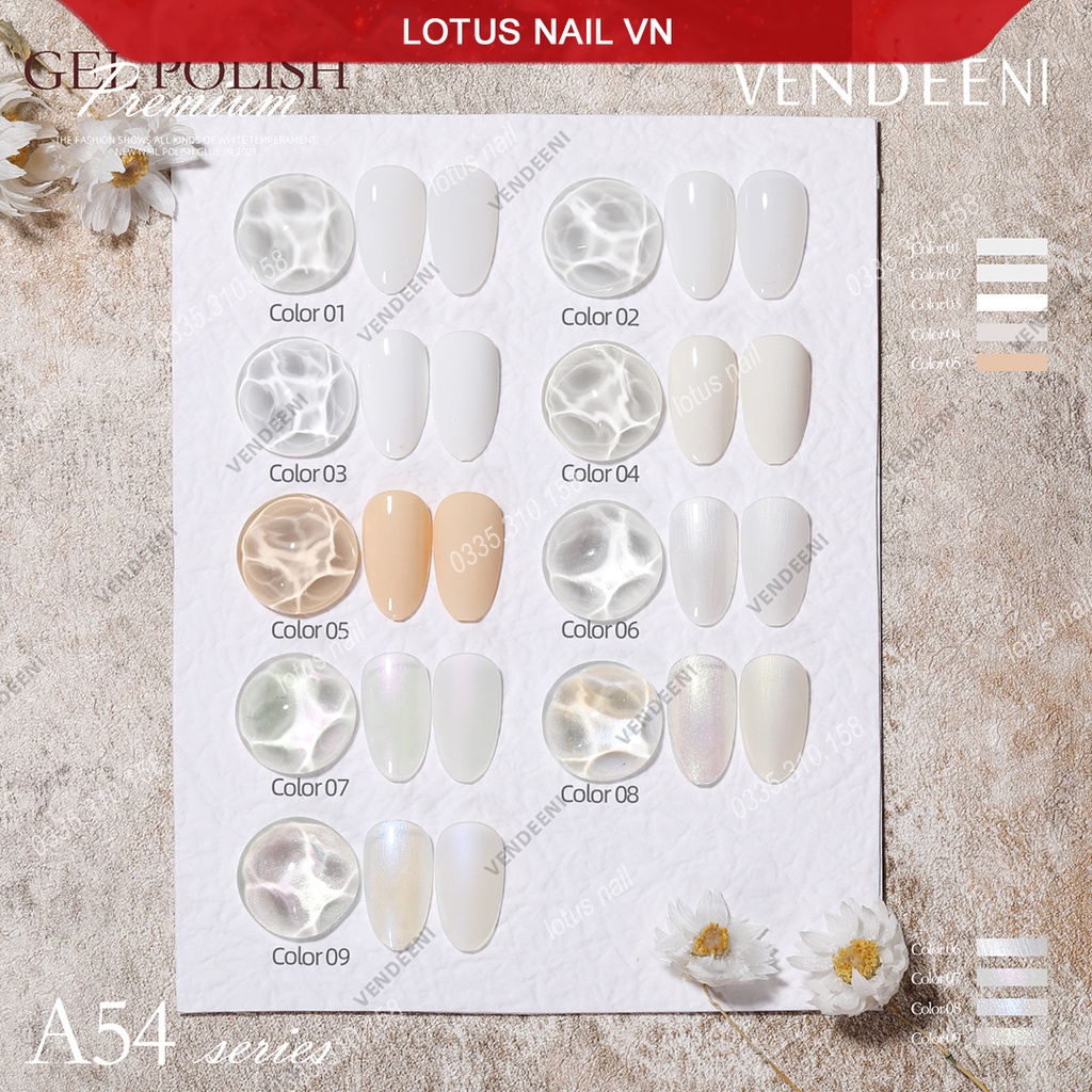 Set sơn gel ánh trai 3D cao cấp Vendeeni mã A54 tặng kèm bảng màu