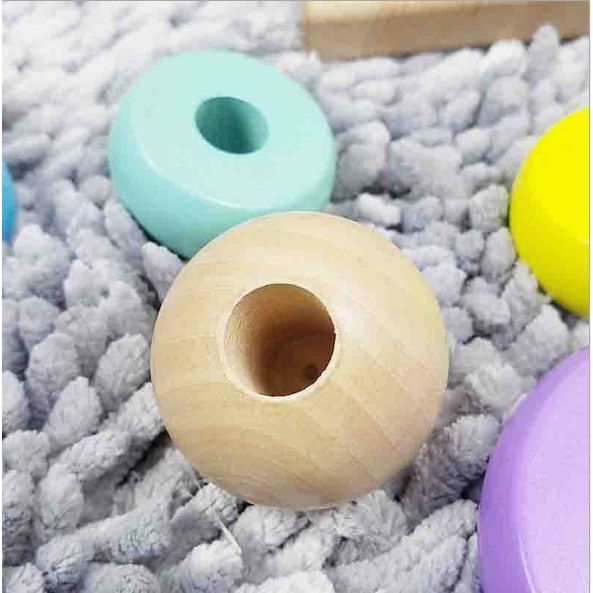 Đồ chơi tháp cầu vồng gỗ màu MỚI cho bé xếp chồng - tháp chồng mini 7 vòng màu
