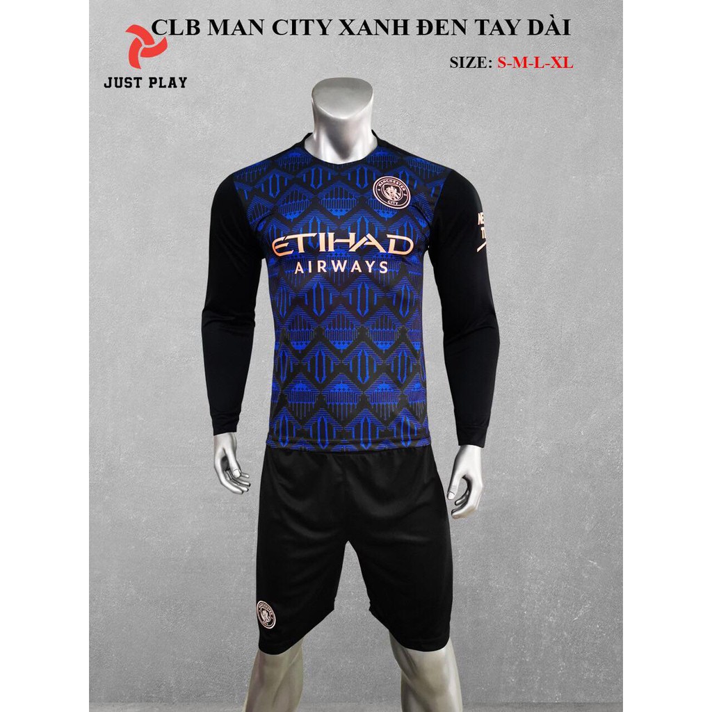 Quần áo đá banh, đá bóng tay dài Man City