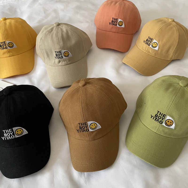 Mũ lưỡi trai thêu hình mặt cười thời trang cho bé