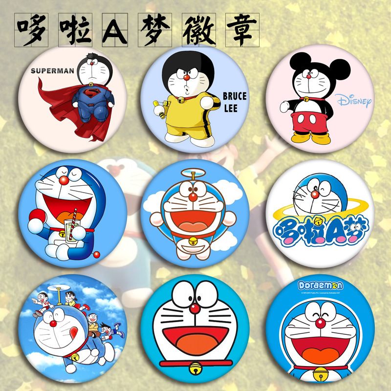 Huy Hiệu Cài Áo 58mm Hình Mèo Doraemon Dễ Thương