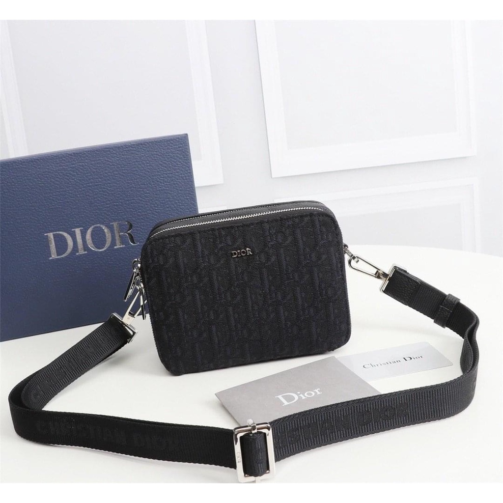 Túi đeo chéo hộp Dior Mini Oblique Bag Size 18 x 13 x 7 Chất da trâu mềm fullbox tag mác túi vải