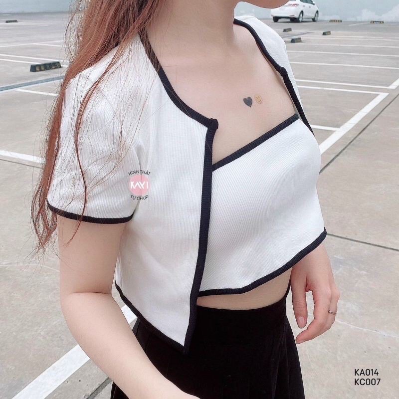 Set áo ống crop top kèm khoác