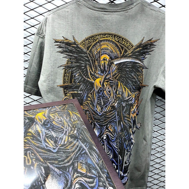 Áo Thun Wash Đá In Thần Chết Logo Maverick Rock - Nam Nữ Chất - Đẹp Vải Cotton Cao Cấp Form Rộng Mỹ Local Brand MVR