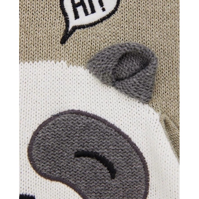 Áo len gấu trúc màu rêu cho bé trai size từ 10-24 cân