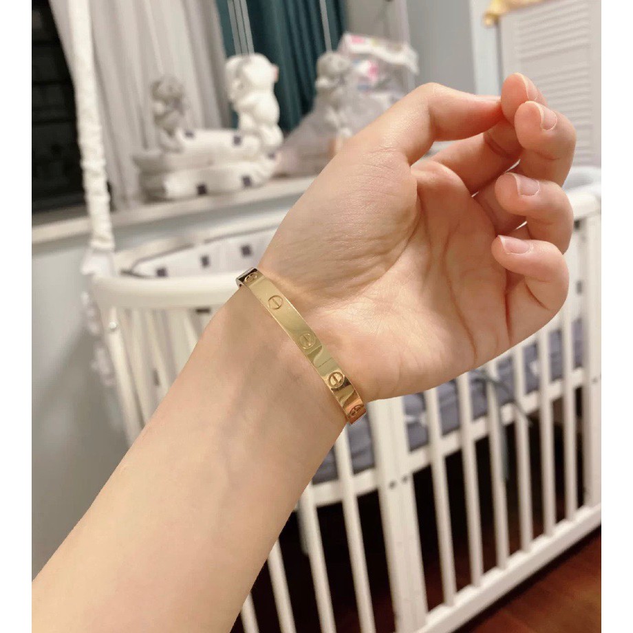 Caries Yêu Vòng đeo tay ốc vít phiên bản rộng Thép titan Bạc vòng tay nữ nam