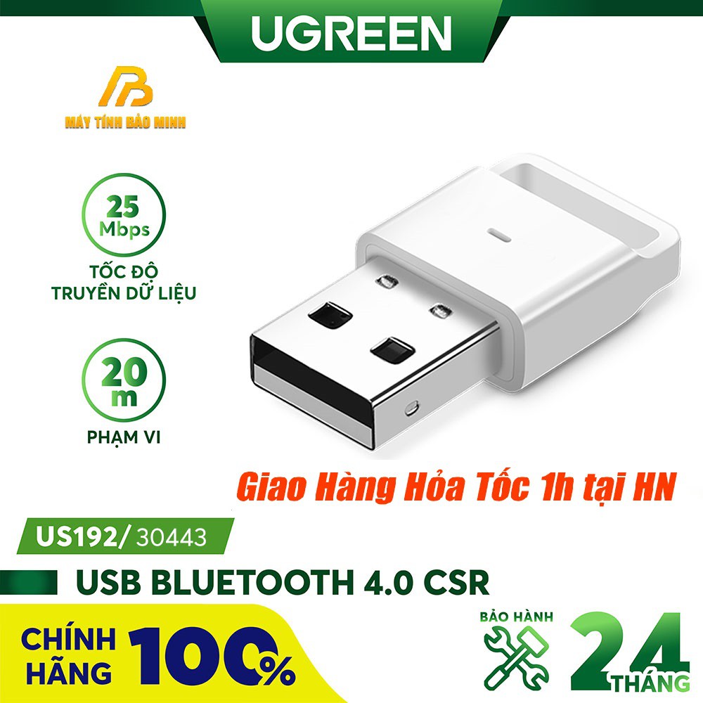 USB Bluetooth 4.0 cho PC và Laptop cao cấp Ugreen 30443 - Hàng Chính Hãng bảo hành 18 tháng