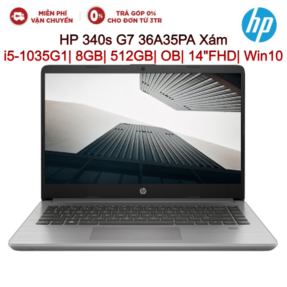 [Mã ELHPJUN GIẢM 5% TỐI ĐA 1TR]Laptop HP 340s G7 36A35PA Xám i5-1035G1| 8GB| 512GB| OB| 14&quot;FHD| Win10